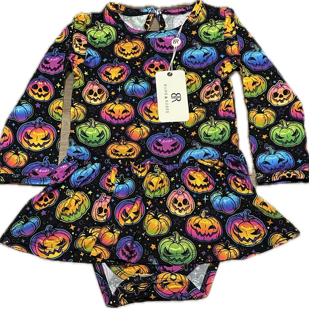 2T Bums & Roses Glow Pumpkin Dress with Bodysuit